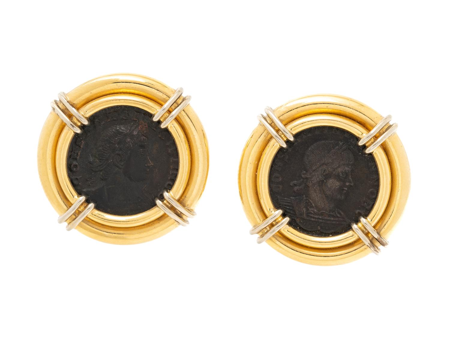 YELLOW GOLD AND COIN EARRINGS