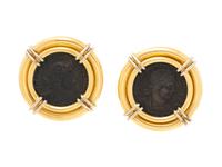 YELLOW GOLD AND COIN EARRINGS