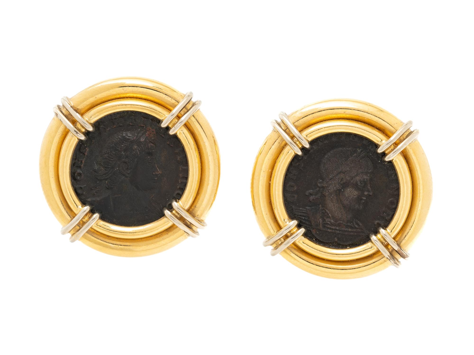 YELLOW GOLD AND COIN EARRINGS