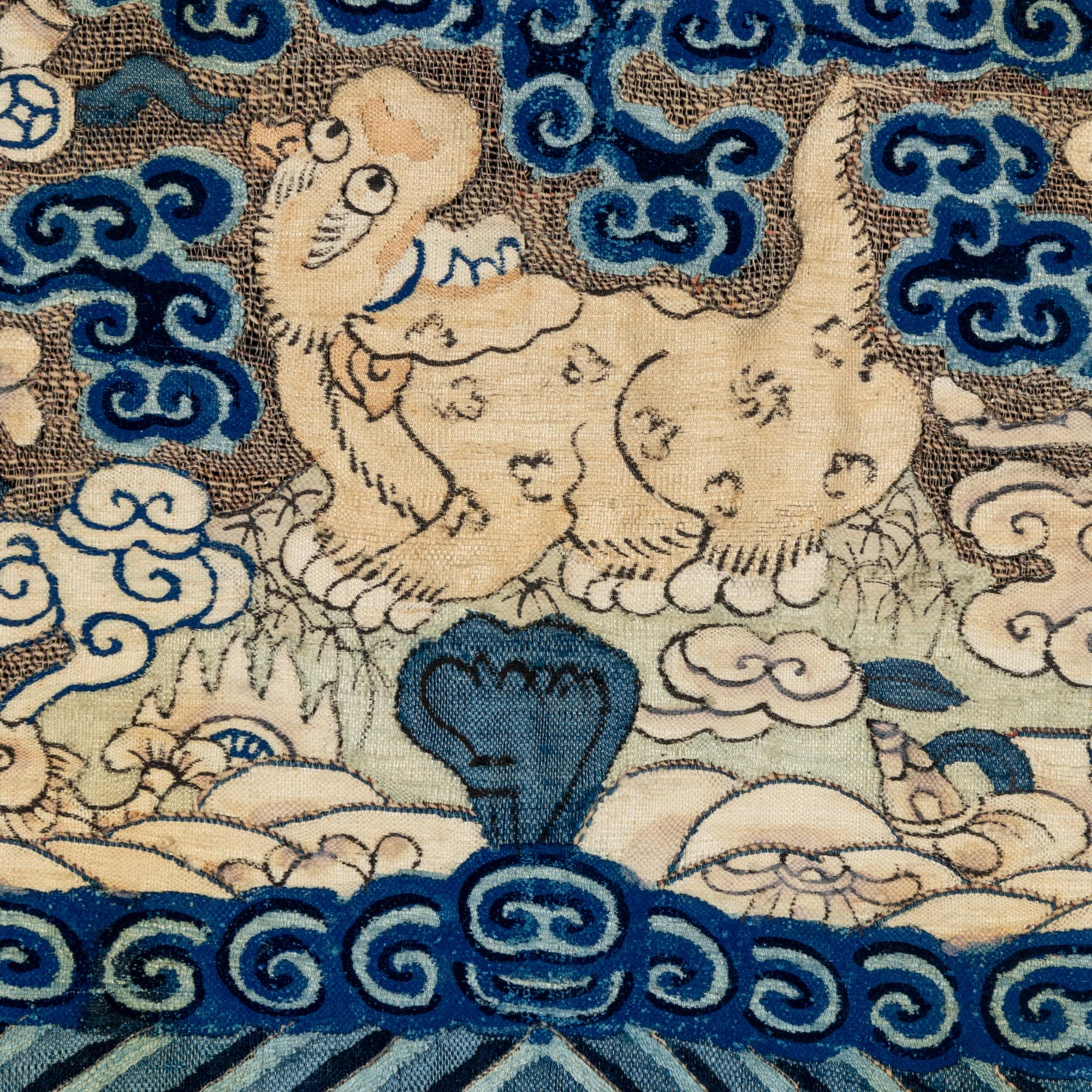 Four Chinese Kesi Silk Military Official's Rank Badges, Buzi , 19th Century 清中晚期 緙絲武官補子四幅