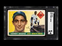 A 1955 Topps Sandy Koufax Rookie Baseball Card No. 123 (SGC 1)