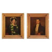 American School, 19th Century — Pair of Portraits: Lady and Gentleman, Circa 1830