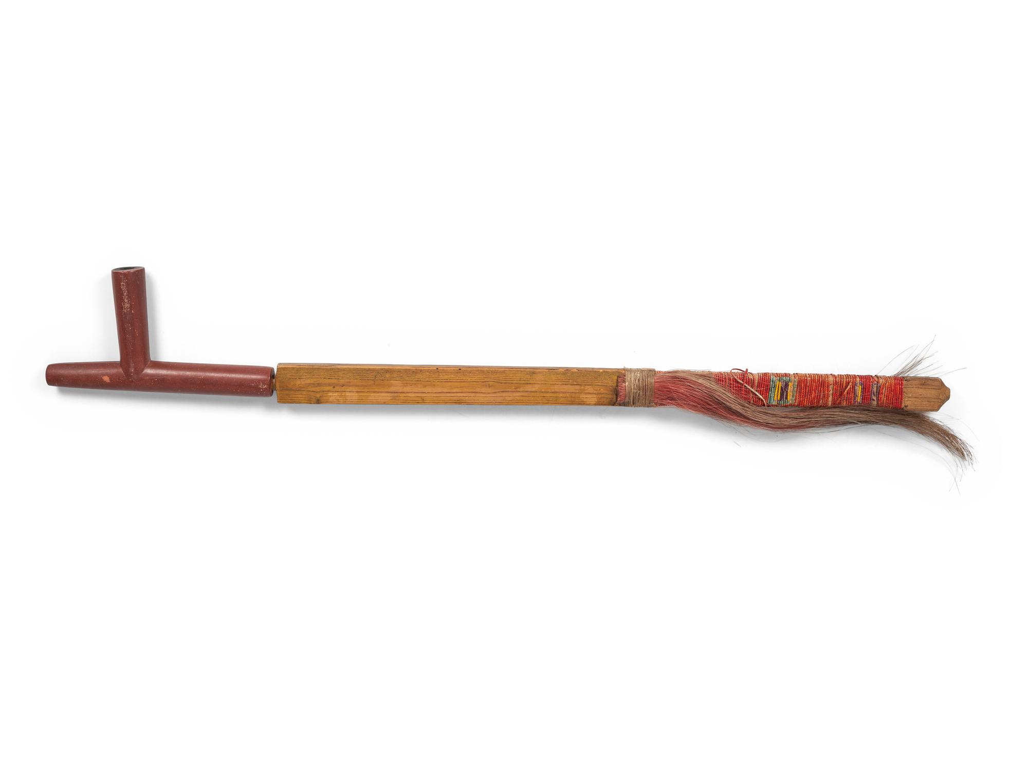 Standing Rock Sioux Carved Pipe Stem, with Catlinite Bowl