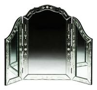 A Venetian Style Etched Glass Trifold Vanity Mirror