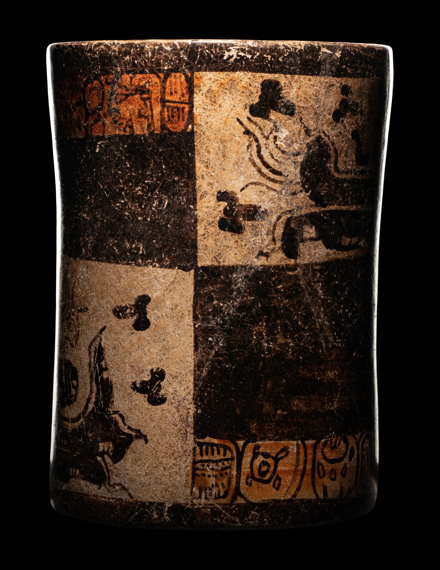 A Maya Polychrome Cylinder Vessel