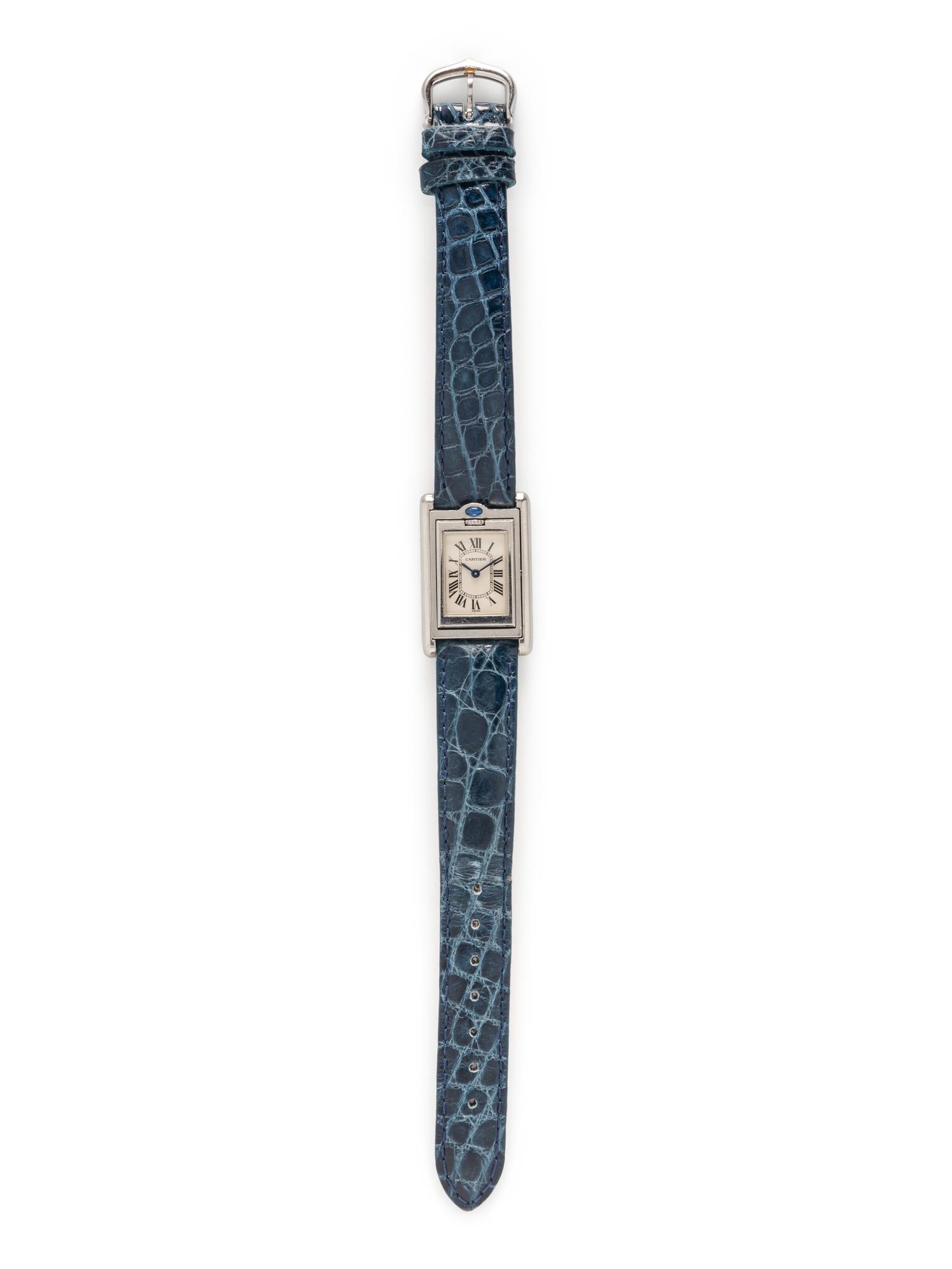 CARTIER, STAINLESS STEEL 'TANK BASCULANTE' WATCH