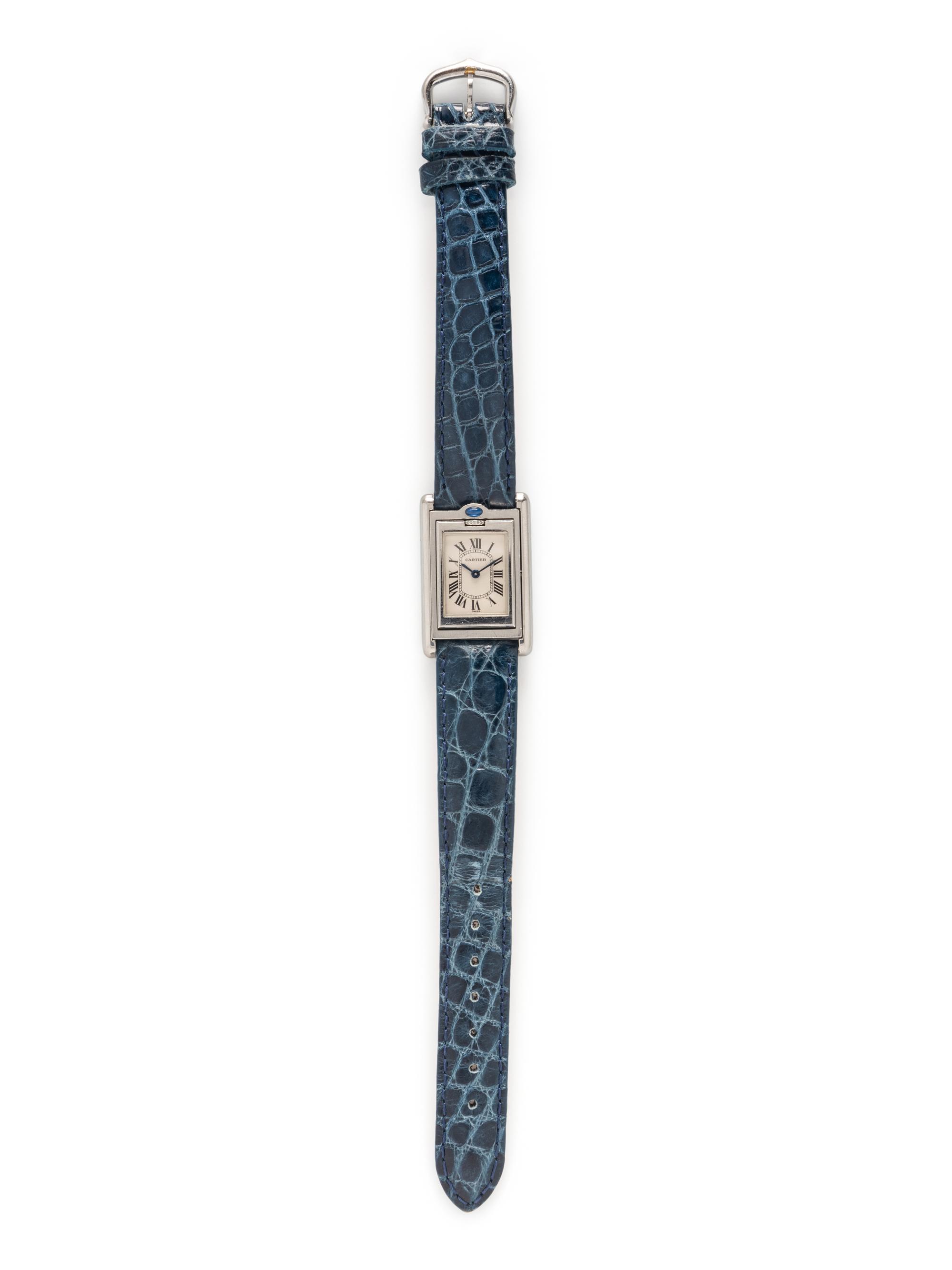 CARTIER, STAINLESS STEEL 'TANK BASCULANTE' WATCH