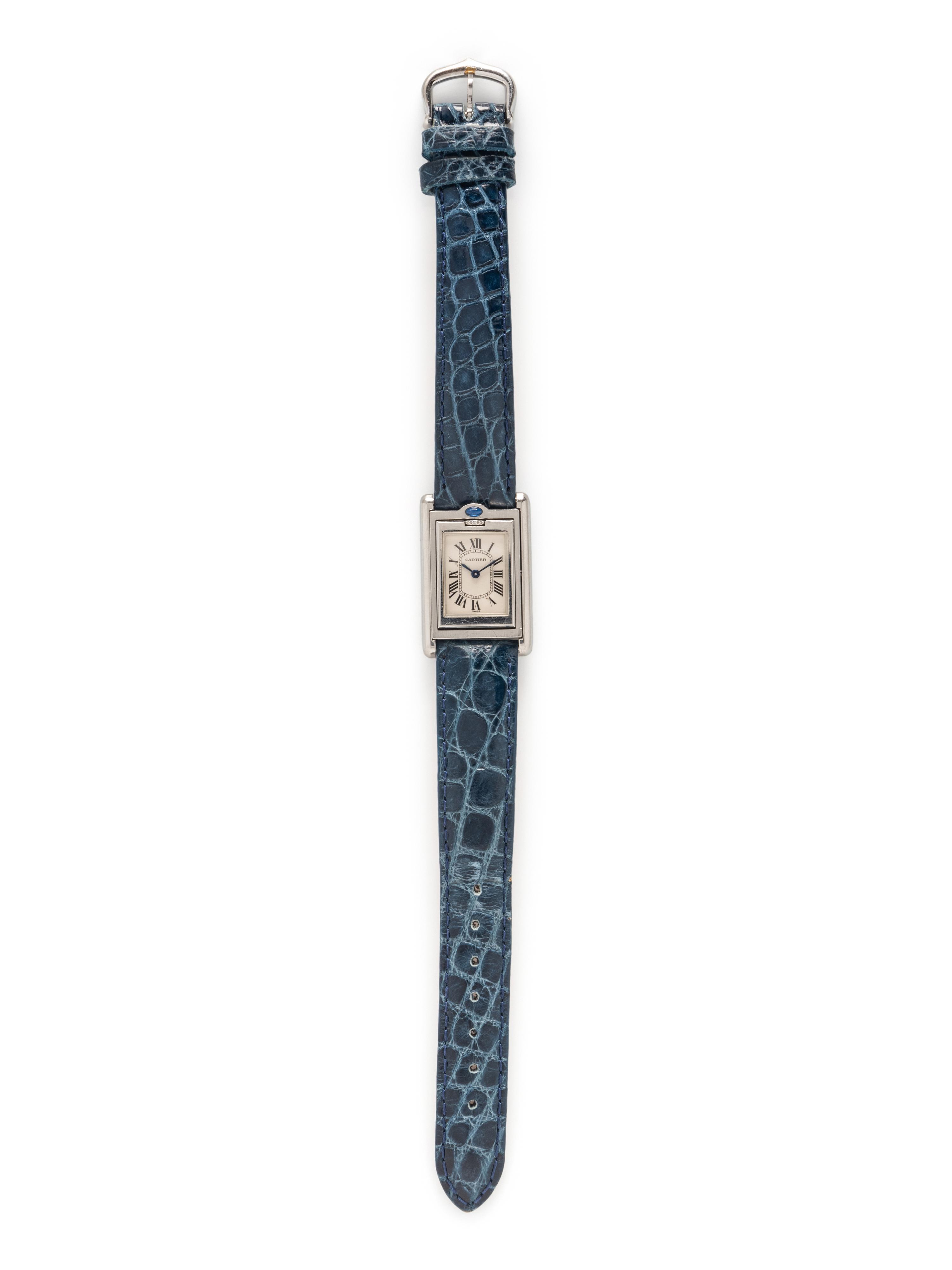 CARTIER, STAINLESS STEEL 'TANK BASCULANTE' WATCH