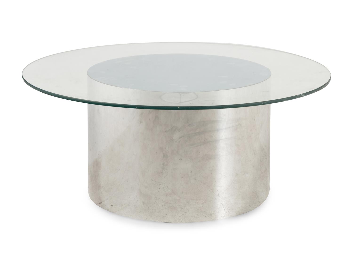 A Glass and Aluminum Low Table in the Manner of Milo Baughman