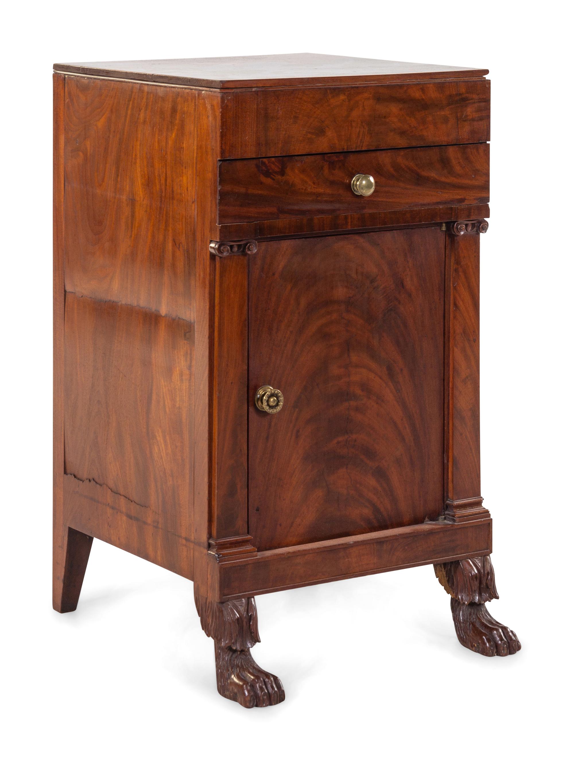A Classical Carved and Figured Mahogany Commode Cabinet