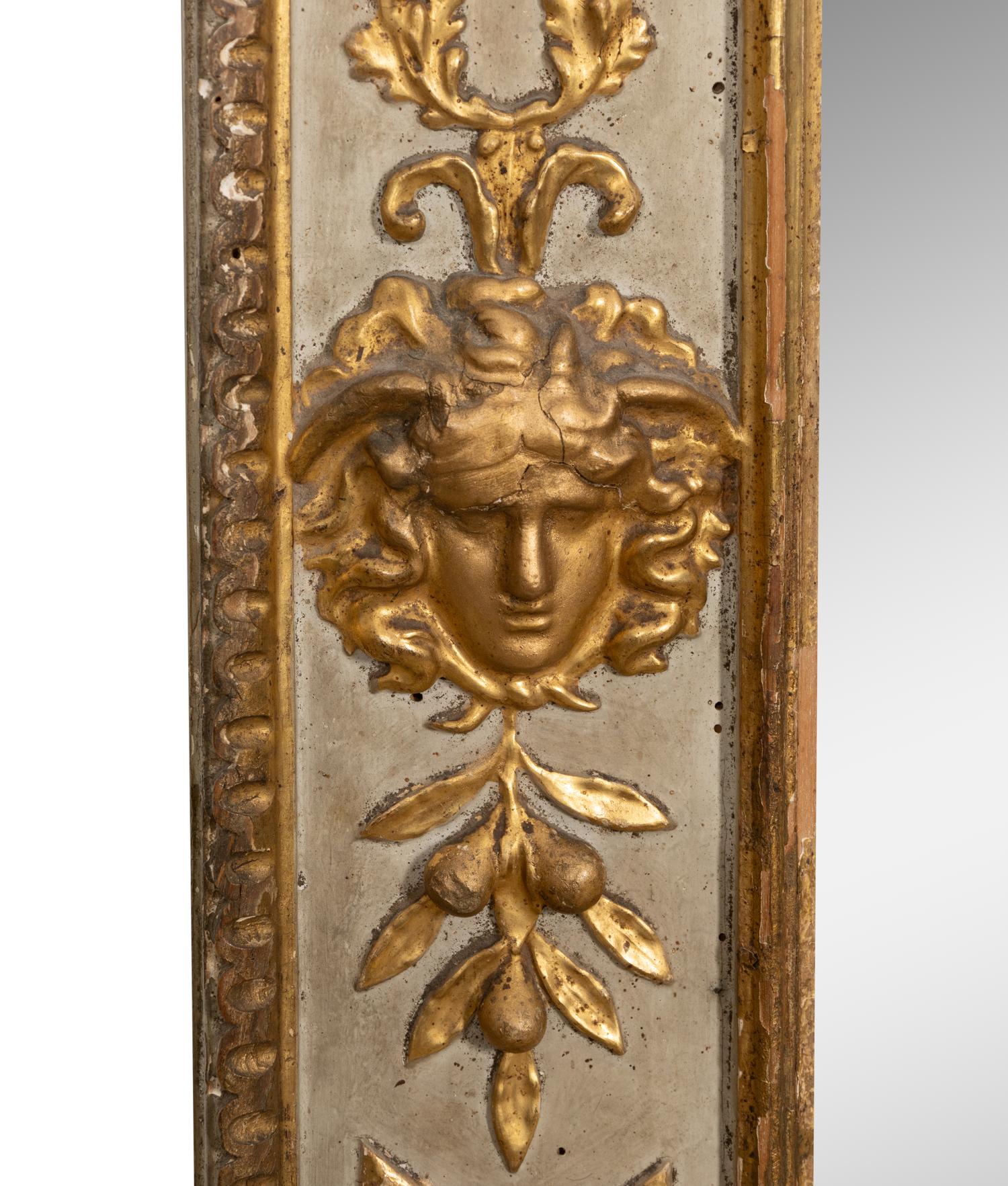 A North Italian Neoclassical Blue Painted and Parcel Gilt Mirror