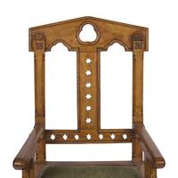 A Gothic Revival Patent Gothic Star Walnut Arm Chair
