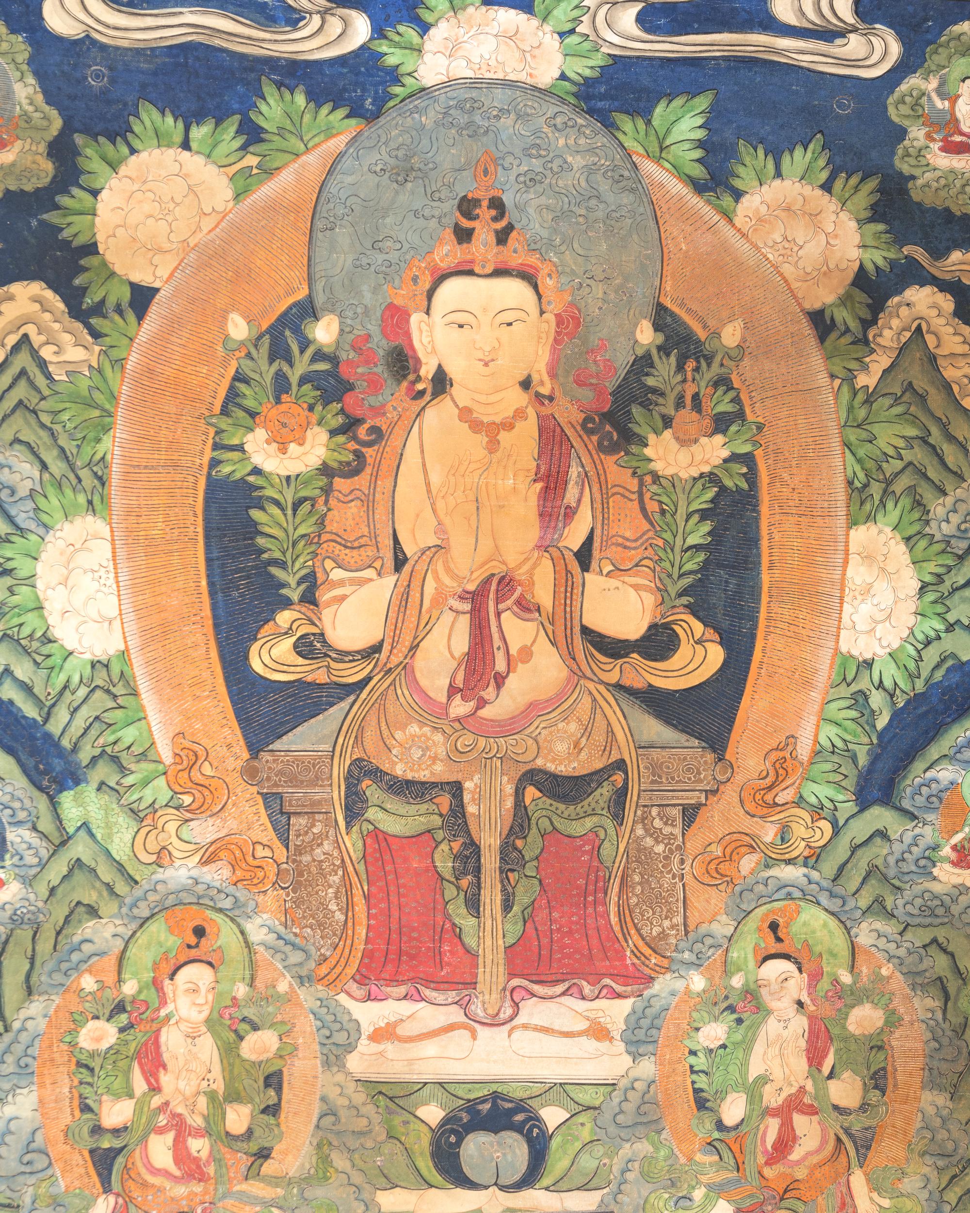 A Large Sino-Tibetan Thangka Depicting Maitreya