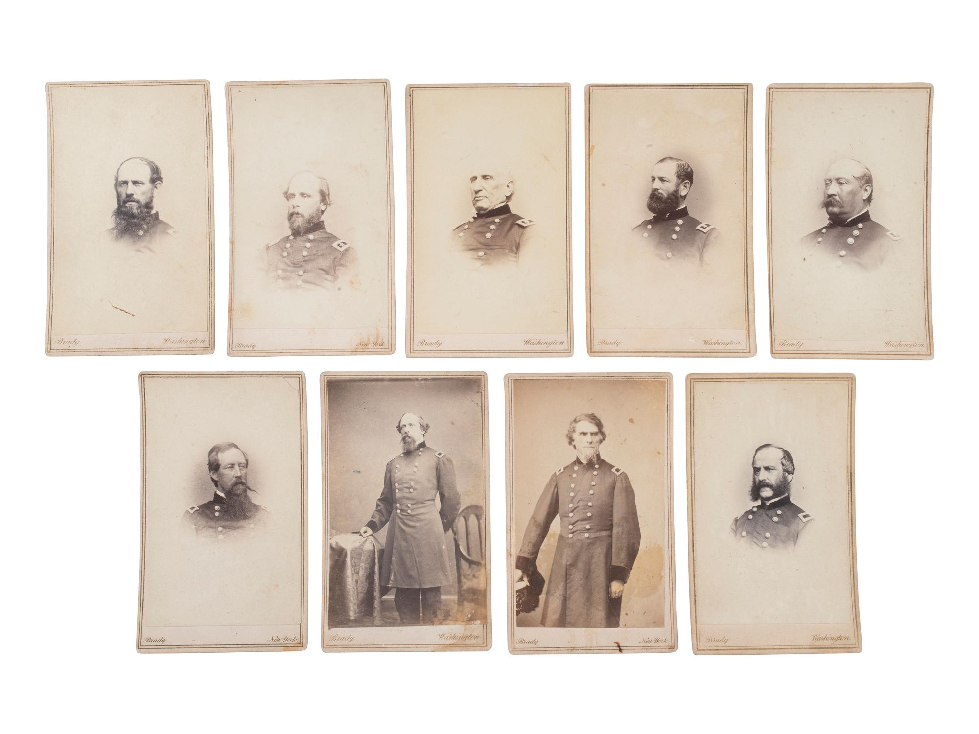 [CIVIL WAR - ARMY OF POTOMAC]. BRADY, Mathew (1822-1896), photographer. A group of 37 CDVs of Union generals, incl. MEADE, FRANKLIN, STONEMAN, BURNSIDE, TYLER, KEYES, GRIFFIN, MARTINDALE, and HATCH, MOH.
