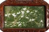 A Set of Four Chinese Export Framed Hardstone Plaques
