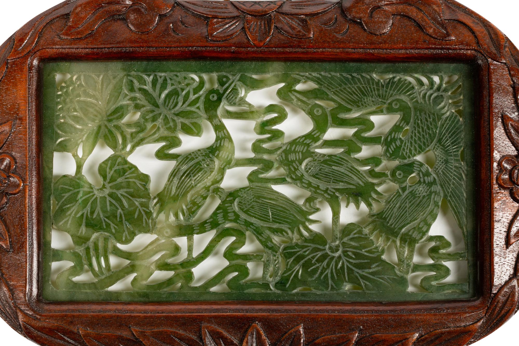 A Set of Four Chinese Export Framed Hardstone Plaques