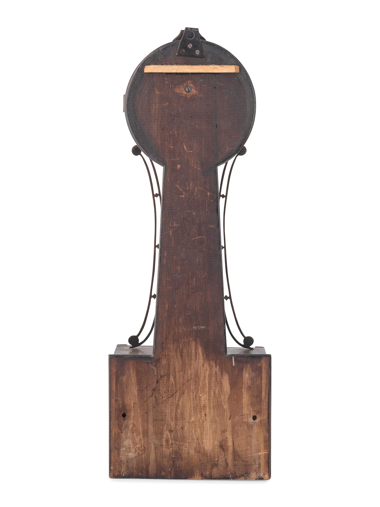 A Federal Eglomise Inset, Parcel Gilt George Washington and Mount Vernon Decorated Banjo Clock