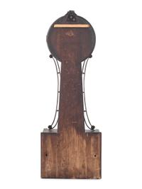 A Federal Eglomise Inset, Parcel Gilt George Washington and Mount Vernon Decorated Banjo Clock