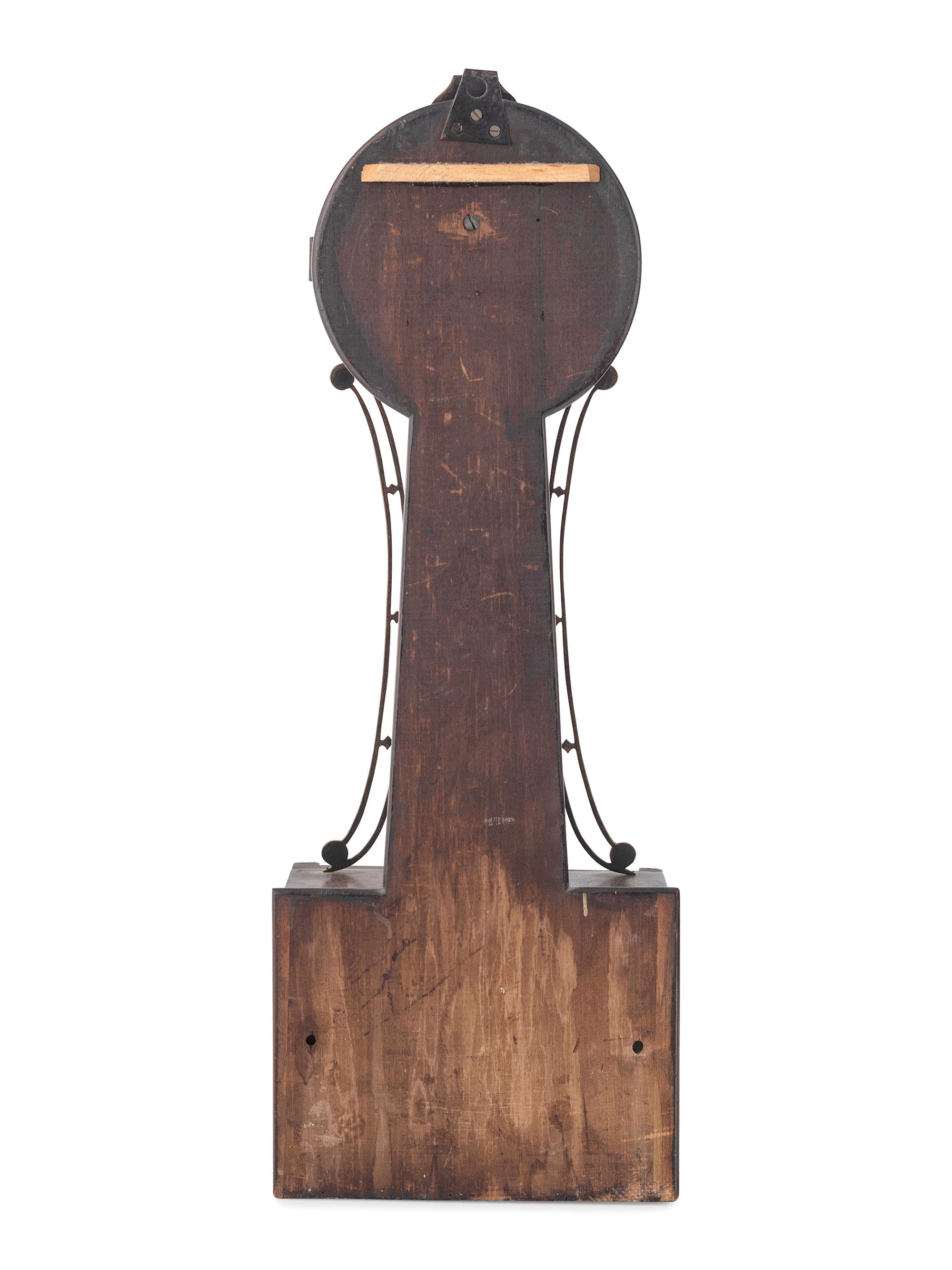 A Federal Eglomise Inset, Parcel Gilt George Washington and Mount Vernon Decorated Banjo Clock