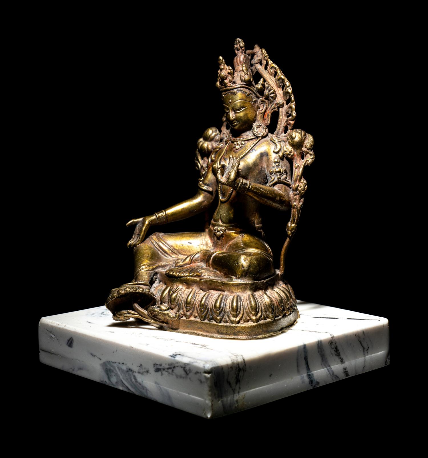 A Nepalese Gilt Bronze Figure of Green Tara