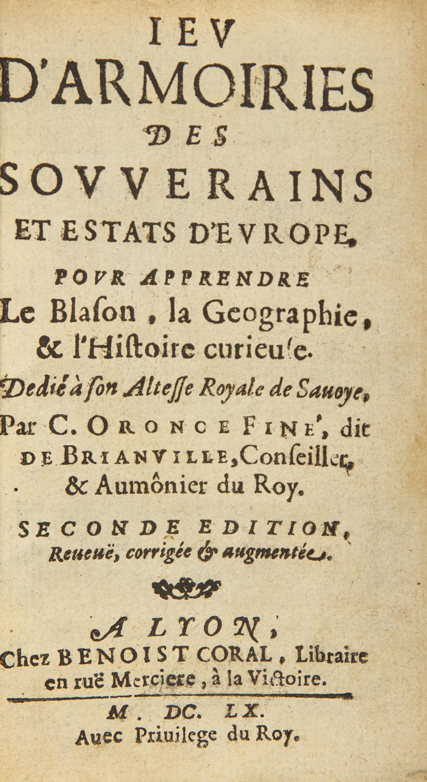 [Games] Brianville, C. Oronce Fine de. Jeu d'Armoiries des Souverains et Estats d'Europe...