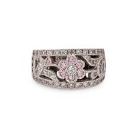 WHITE GOLD, DIAMOND AND PINK STONE RING