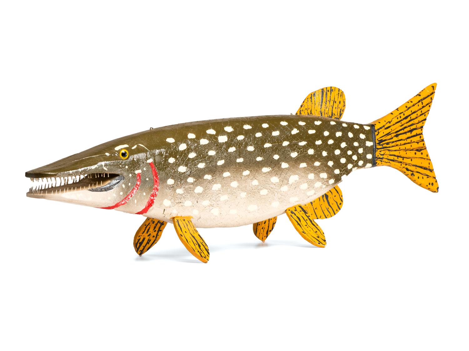 A Carved and Painted Folk Art Pike Fish