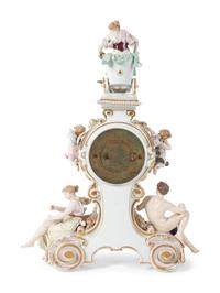 A Meissen Porcelain Figural Mantle Clock