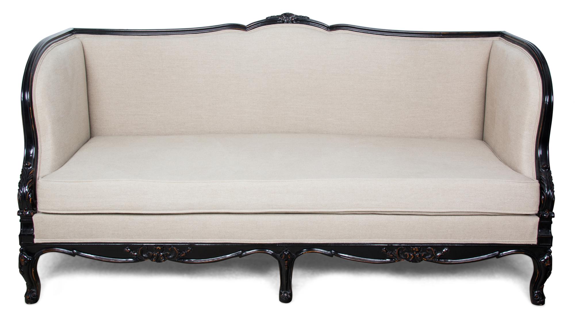 A French Empire Style Ebonized Mahogany Upholstered Settee — 20TH CENTURY