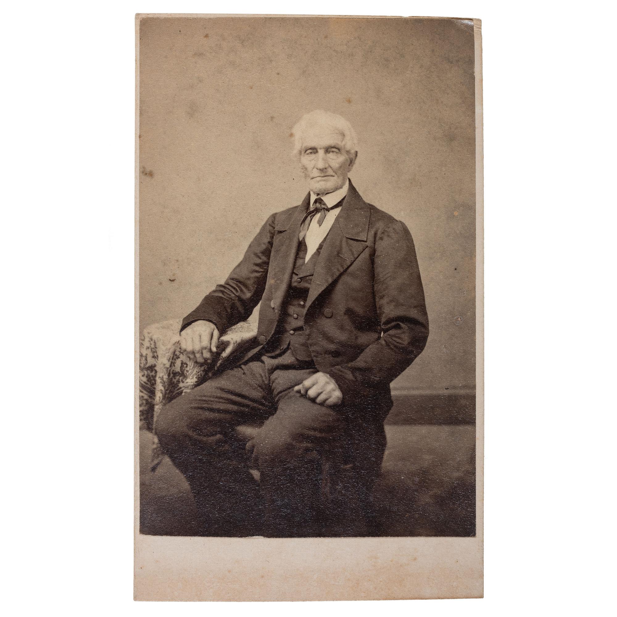 [CIVIL WAR]. TYSON Brothers, photographers. CDV of a Man Believed to be Civil War Civilian Soldier John L. Burns. Gettysburg, n.d.