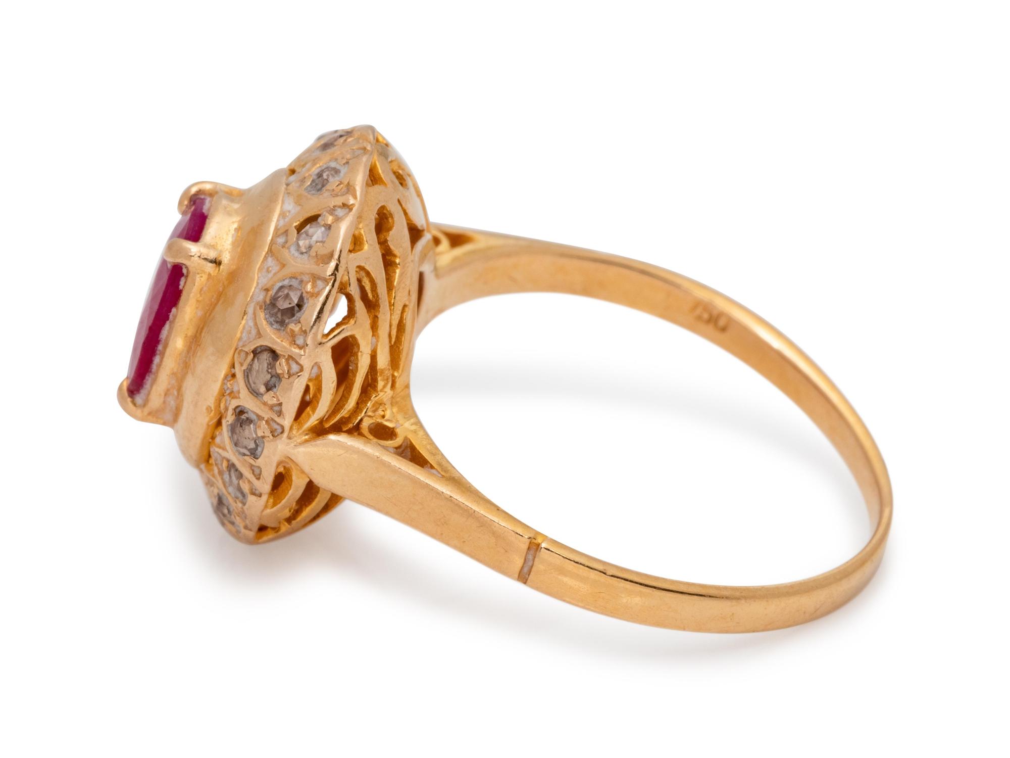 An 18 Karat Yellow Gold, Ruby and Diamond Ring,
