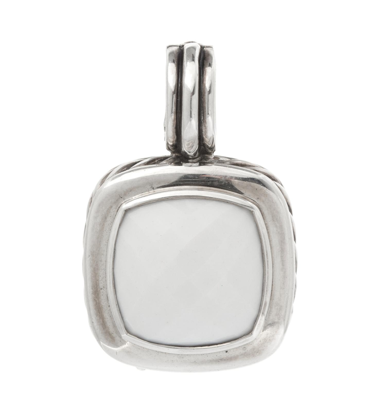 A Sterling Silver and White Agate Albion Pendant/Enhancer, David Yurman, 6.80 dwts.