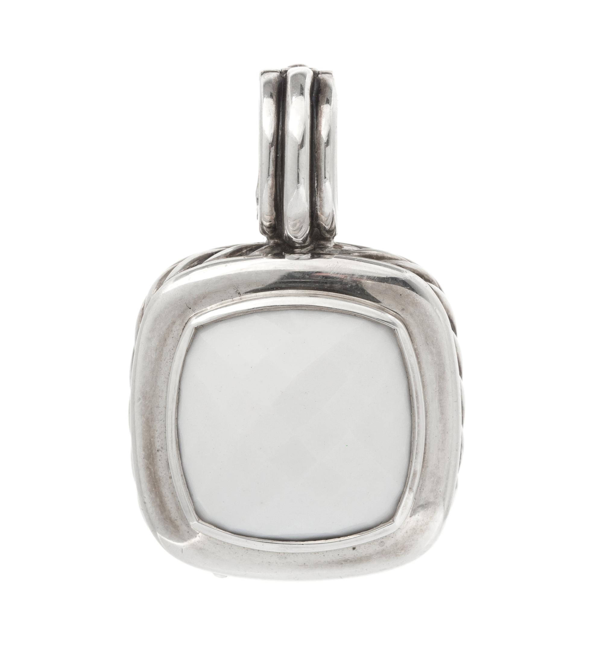 A Sterling Silver and White Agate Albion Pendant/Enhancer, David Yurman, 6.80 dwts.