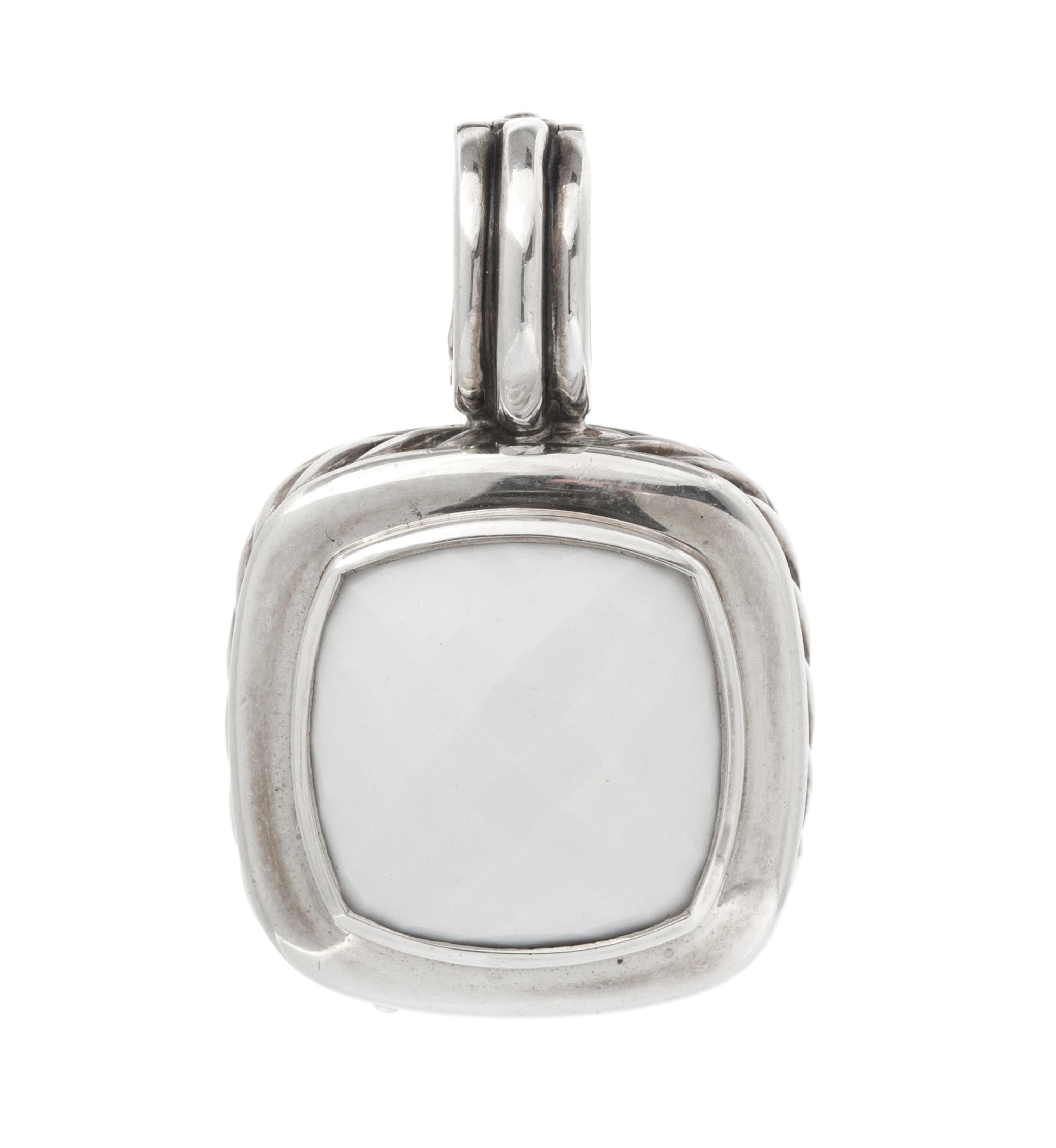 A Sterling Silver and White Agate Albion Pendant/Enhancer, David Yurman, 6.80 dwts.