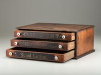 Two Wooden Spool Cabinets
