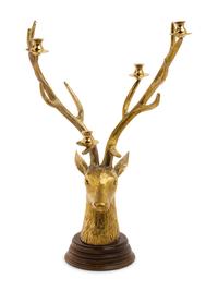 A Gilt Metal Stag-Form Four-Light Candelabrum