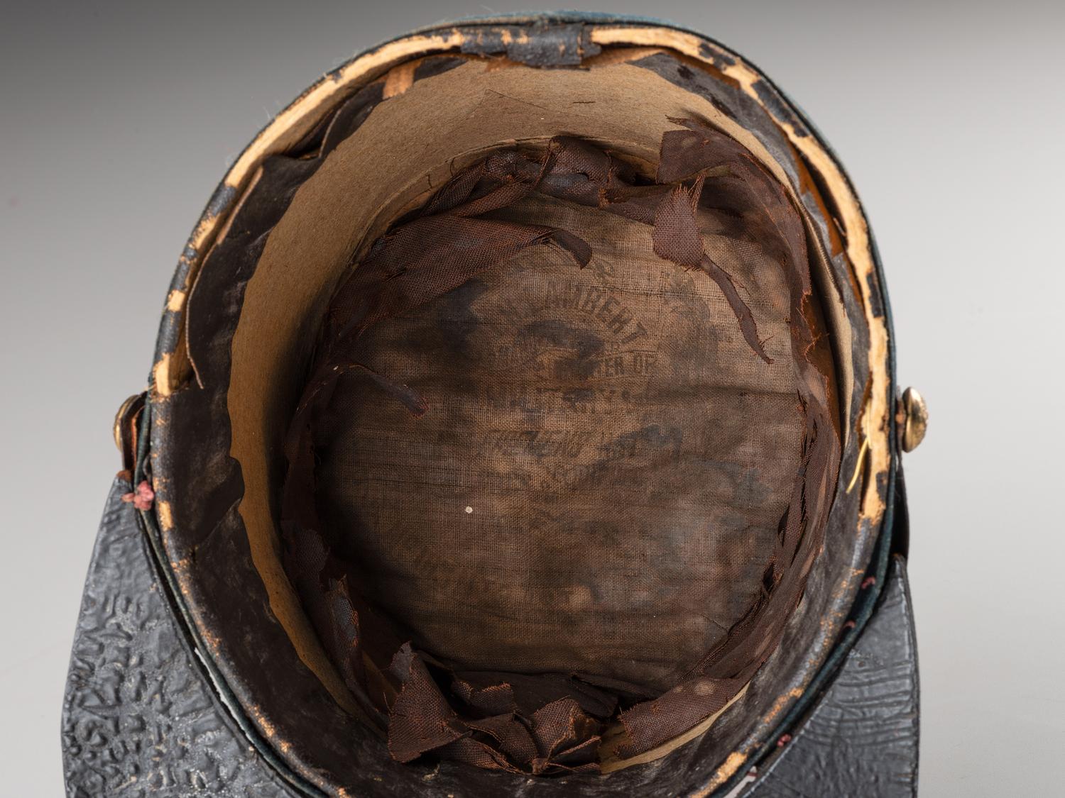 [MILITIA]. Model 1851 artillery shako. Manufactured by F.H. Lambert.