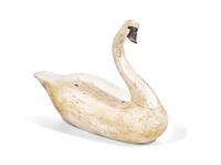 A Carved and Painted Wood Swan Figure