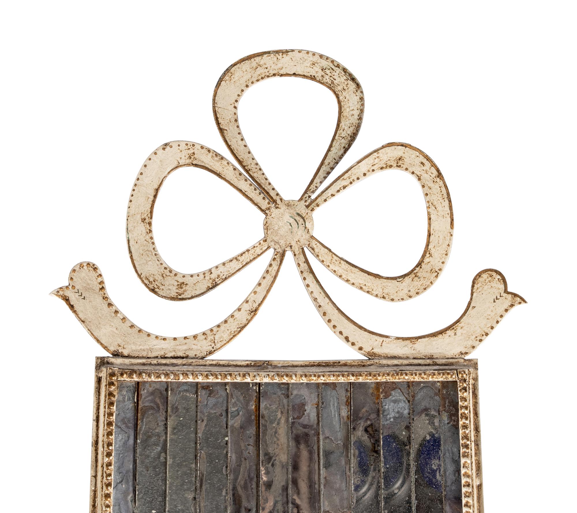 A Pair of French Tole and Mirror Two-Light Wall Lights