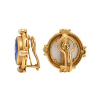 Elizabeth Locke, Venetian Glass Intaglio, Cultured Pearl, and Yellow Gold Earrings