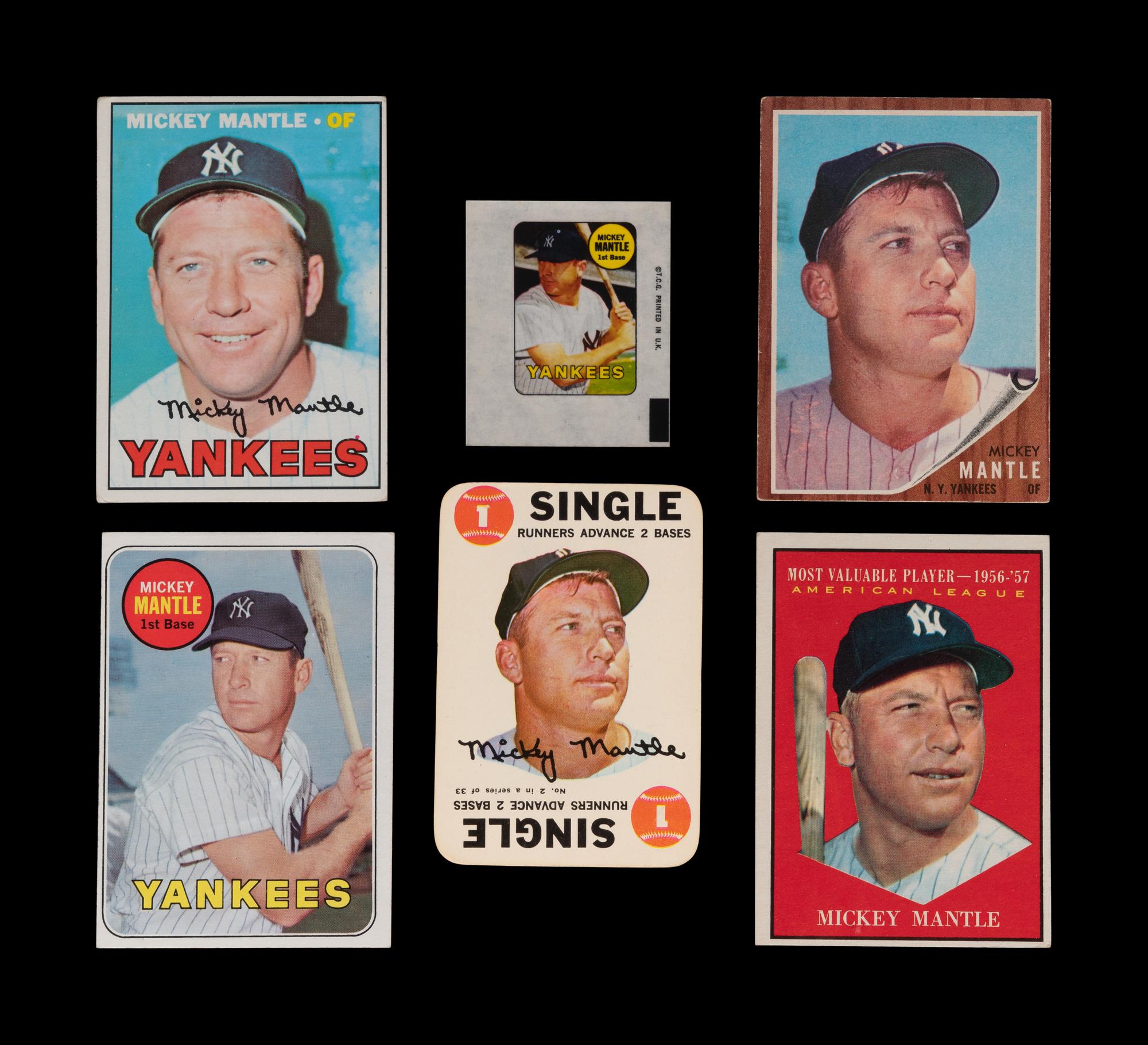 A Group of Six 1960s Topps Mickey Mantle Baseball Cards,