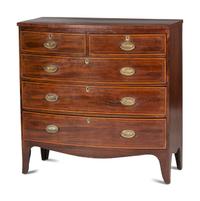 A Regency Satinwood-Inlaid Mahogany Bowfront Chest of Drawers
