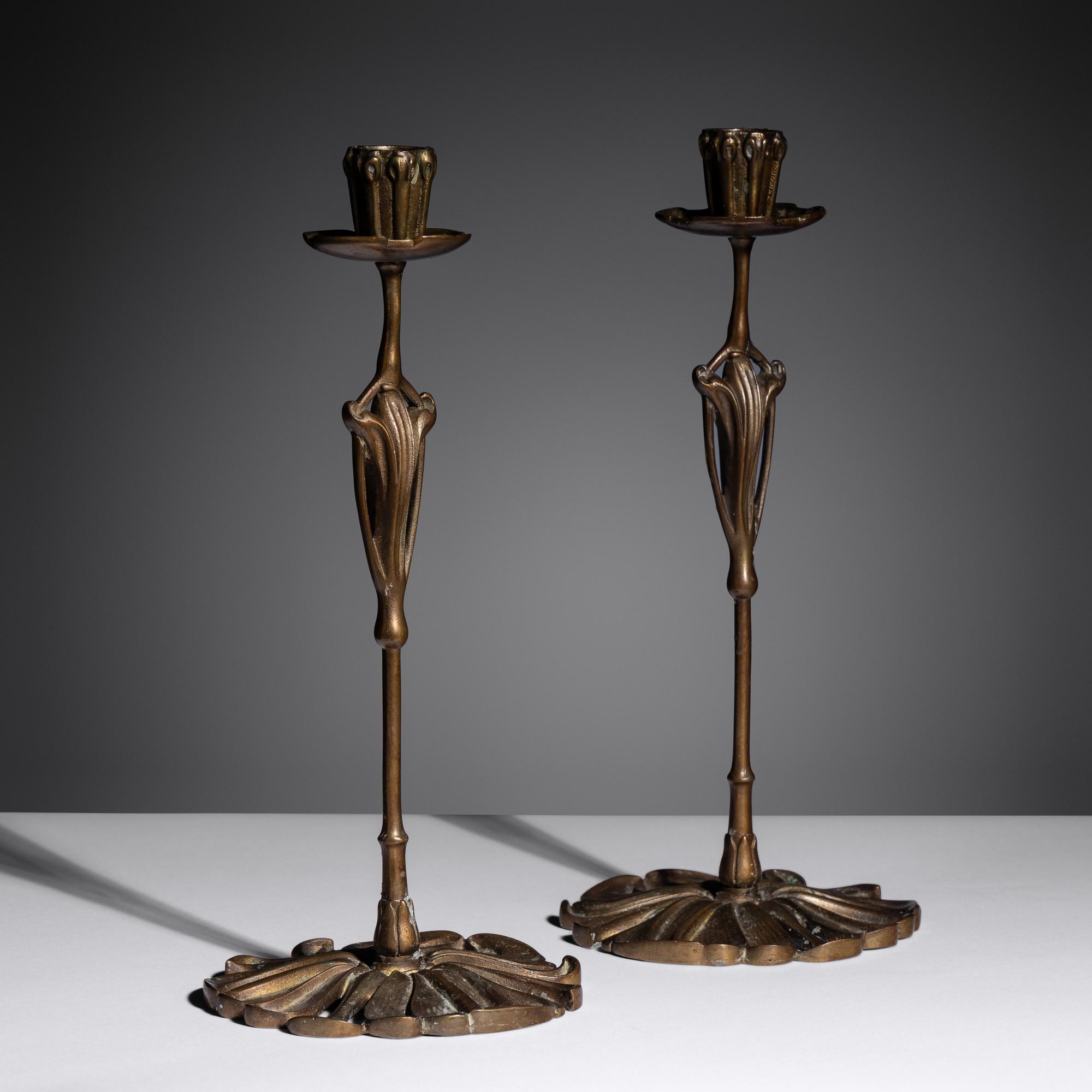 Pair of candlesticks, produced for the Galerie l'Art Nouveau, Bing , 1901