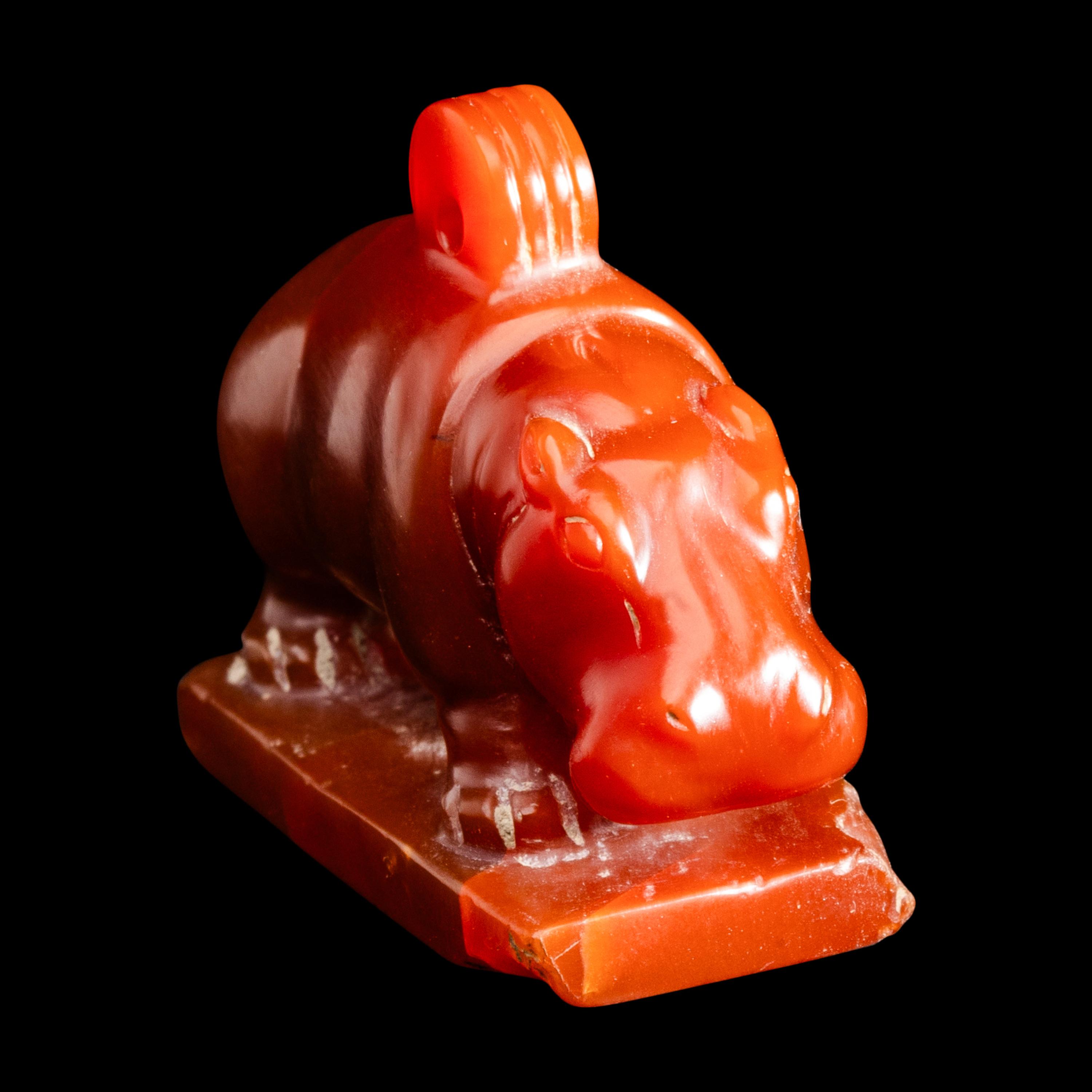 An Egyptian Carnelian Hippopotamus Amulet