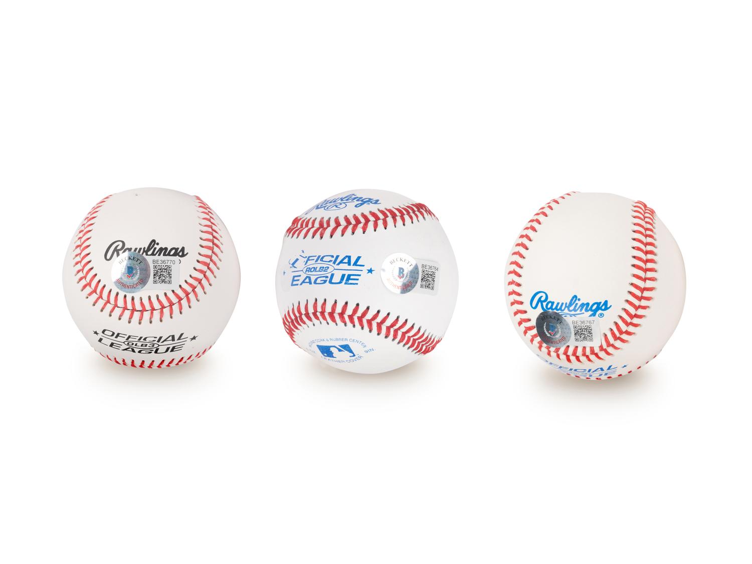 A Group of Three Hall of Fame Signed Autograph Baseballs (Beckett Authentication Services BAS Certified),