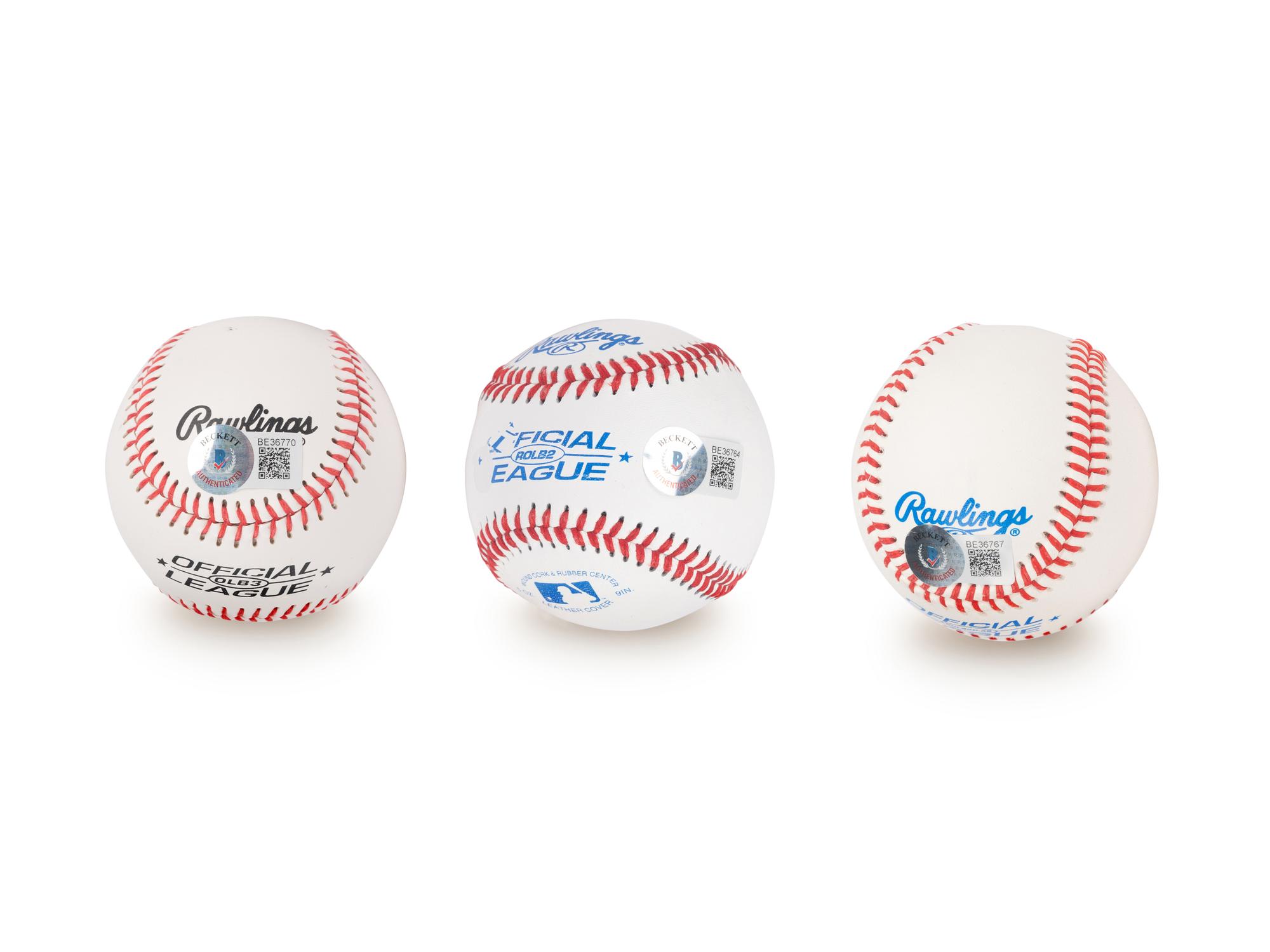 A Group of Three Hall of Fame Signed Autograph Baseballs (Beckett Authentication Services BAS Certified),