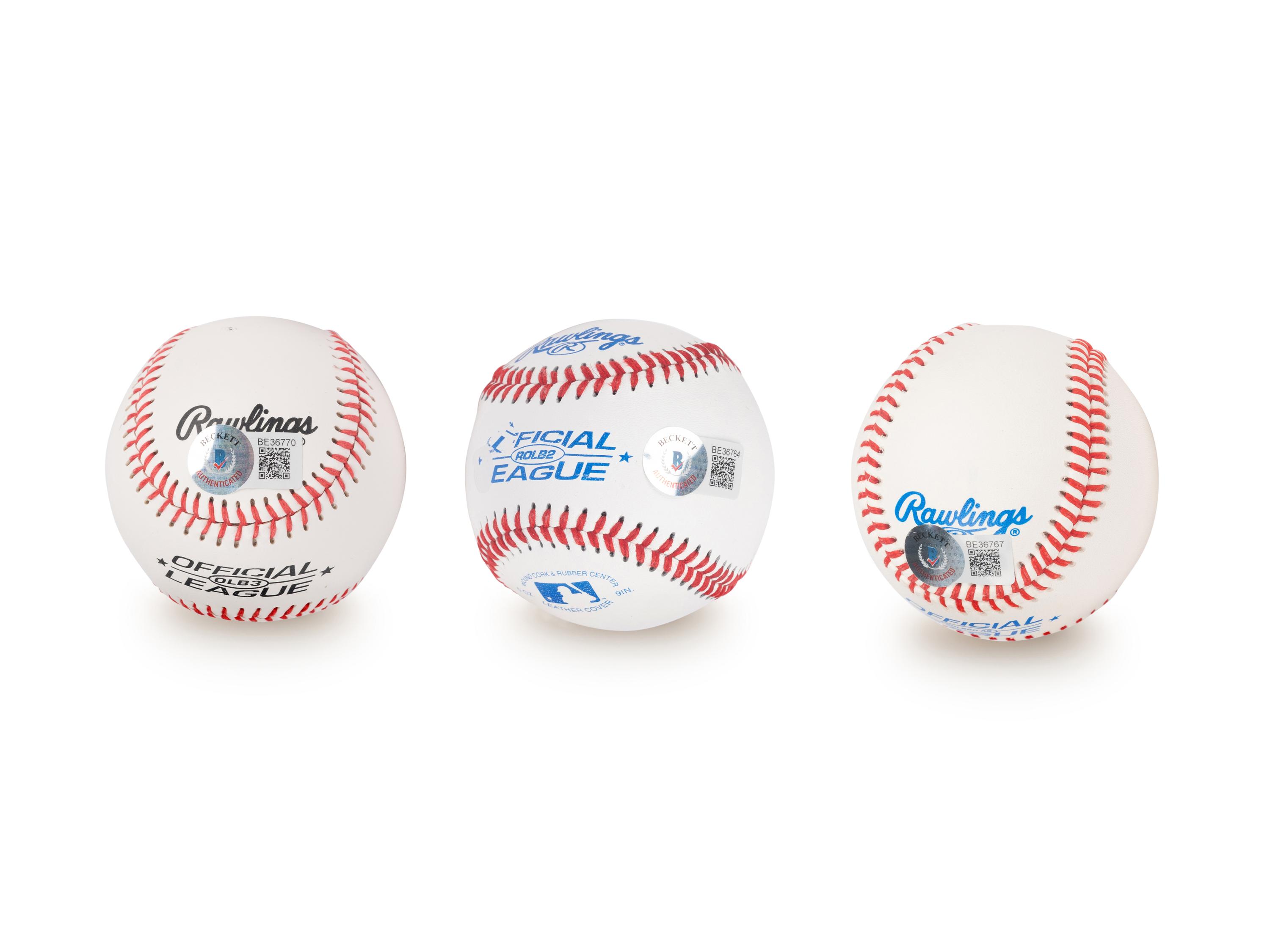 A Group of Three Hall of Fame Signed Autograph Baseballs (Beckett Authentication Services BAS Certified),