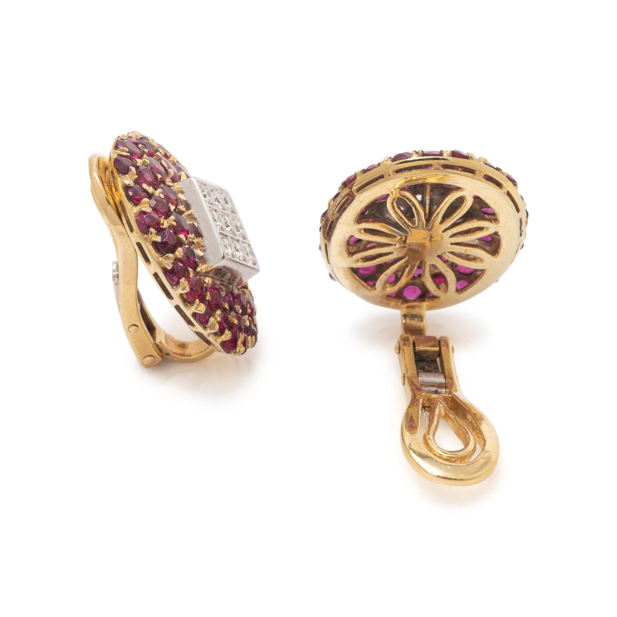 RUBY AND DIAMOND EARCLIPS