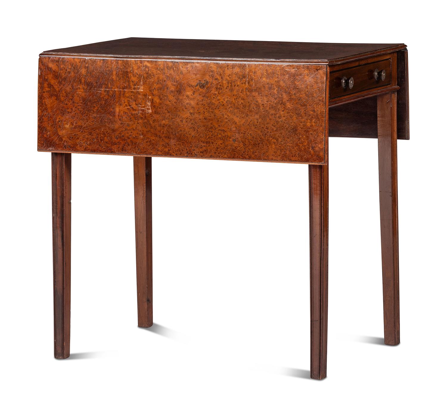 A Federal Style Mahogany and Burlwood Veneered Pembroke Table