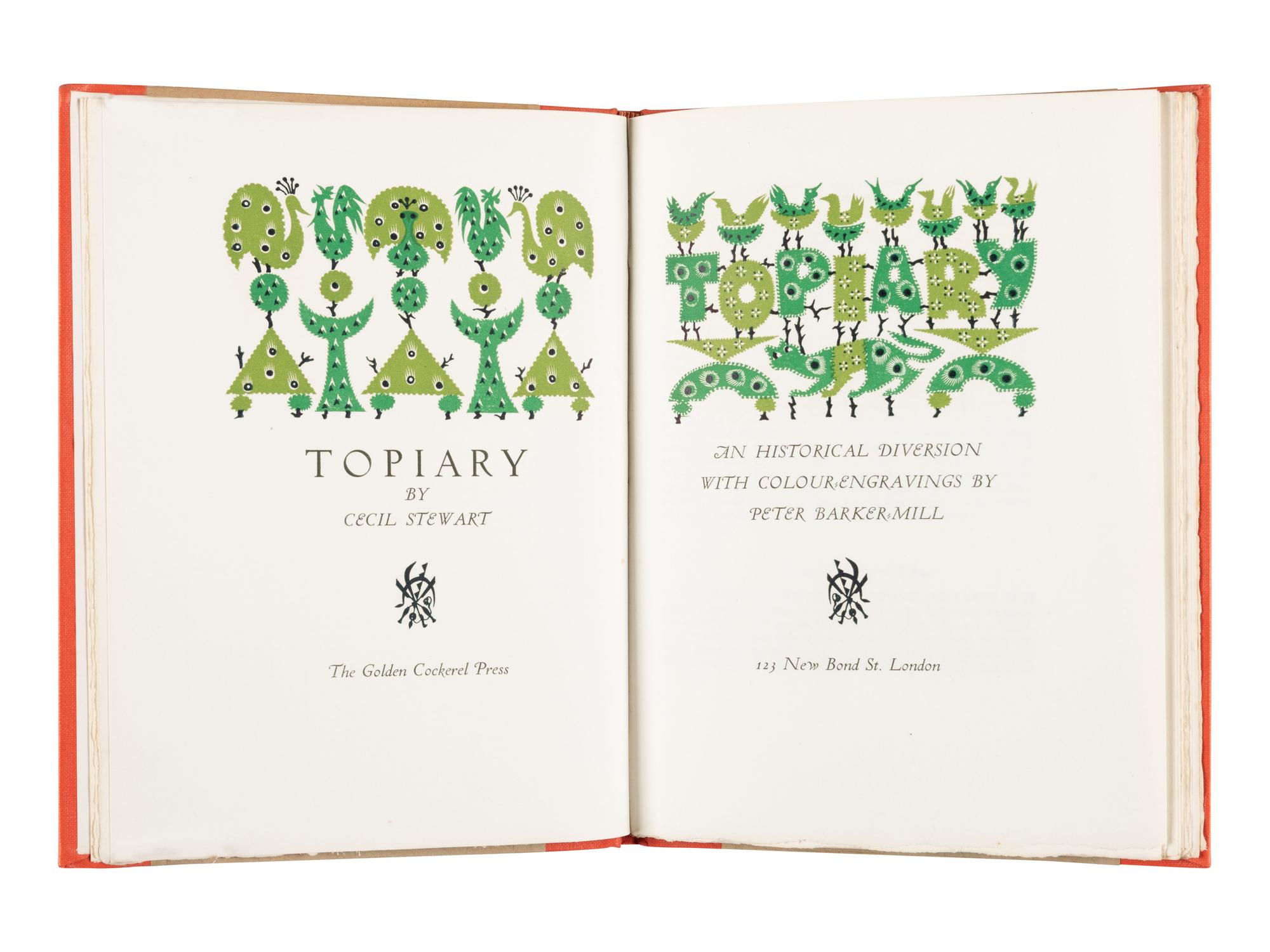 [GOLDEN COCKEREL PRESS]. STEWART, Cecil. Topiary. London: The Golden Cockerel Press, [1954].